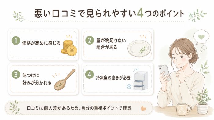 フィットフードホーム悪い口コミで見られやすい内容