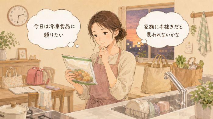 冷凍食品を使いたい気持ちと罪悪感の間で迷う