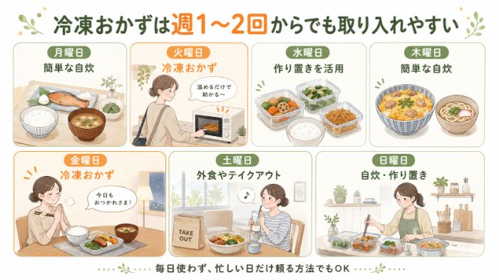 冷凍おかずを無理なく取り入れる1週間の使い方
