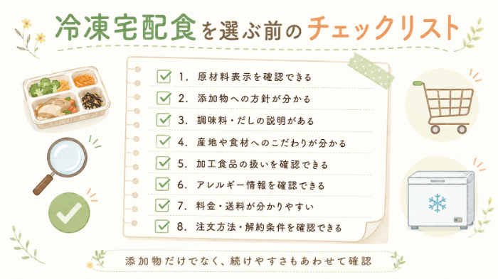 添加物が気になる人向け・宅配食選びのチェックリスト