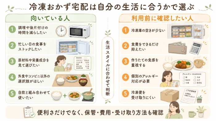 冷凍おかず宅配が向いている人・注意したい人