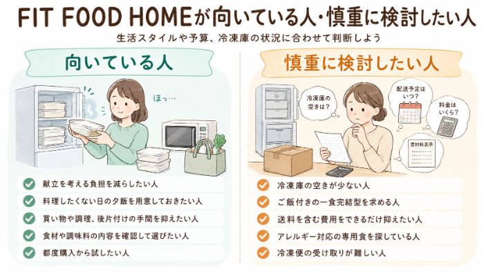 FIT FOOD HOMEが向いている人・慎重に検討したい人