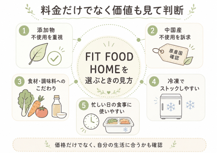 フィットフードホームの料金を判断するときの価値整理図